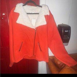 Women's Orange Sherpa-Lined Jacket